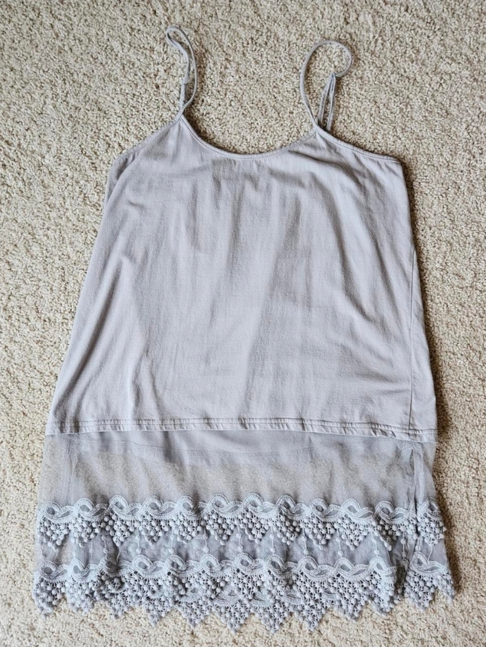 Light Gray Lace-Hem Camisole Tank Top